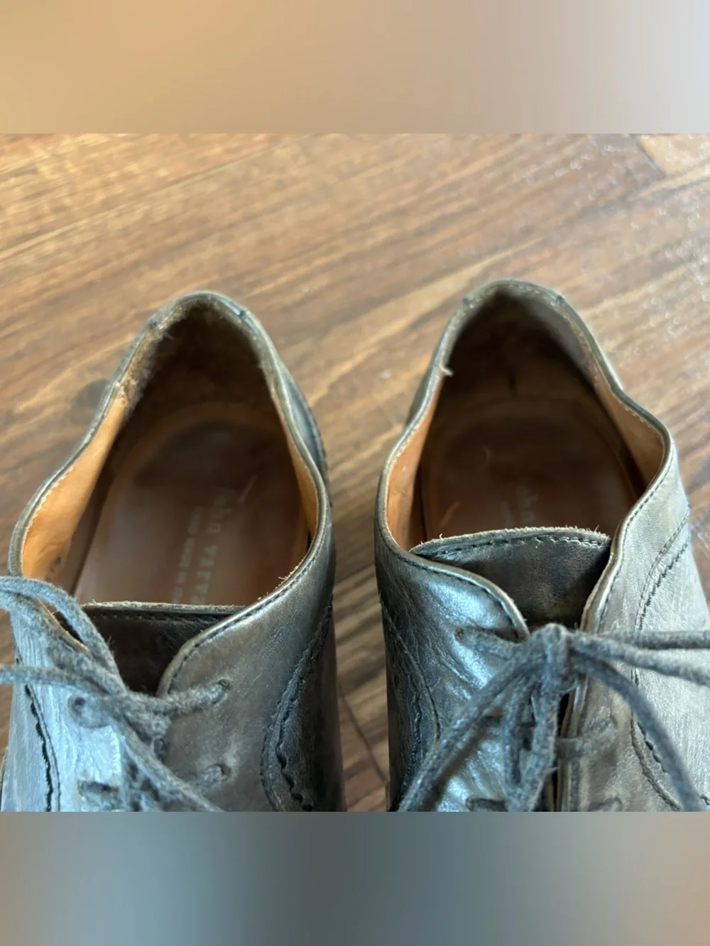 John Varvatos Gray Leather Wingtip Oxford Dress Shoes Brogue 10.5